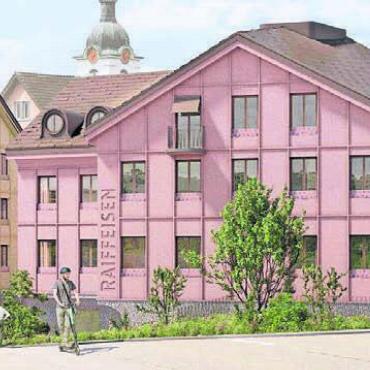 Grosse Hürden sind übersprungen - Die Visualisierung zeigt, wie die beiden Neubauten der Raiffeisen im Sommer 2026 aussehen sollen.
