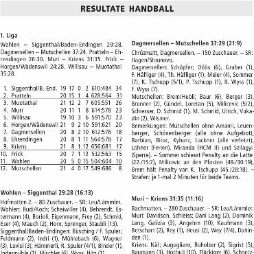 RESULTATE HANDBALL
