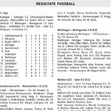 RESULTATE FUSSBALL