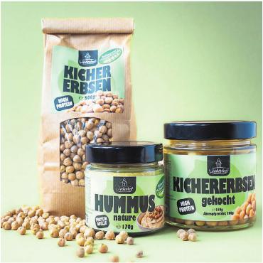 Sie probieren es einfach aus - Getrocknet, eingemacht und als Hummus: die Kichererbsen-Produkte vom Lindenhof.