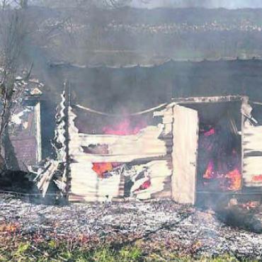 Schopf durch Brand zerstört - Der Schopf war nicht mehr zu retten, ein Übergreifen des Feuers konnte jedoch verhindert werden. Bild: pz