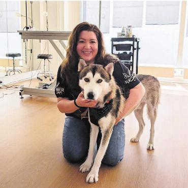 Lieber Hunde als Menschen - Sabrina Frick mit ihrem Husky «Rocky». Um ihm ein schönes Zuhause bieten zu können, ist sie extra umgezogen. In Hermetschwil-Staffeln bzw. Bremgarten hat Frick den idealen Wohn- und Wirkungsort für sich und ihre Liebsten gefunden. Bild: Marco Huwyler