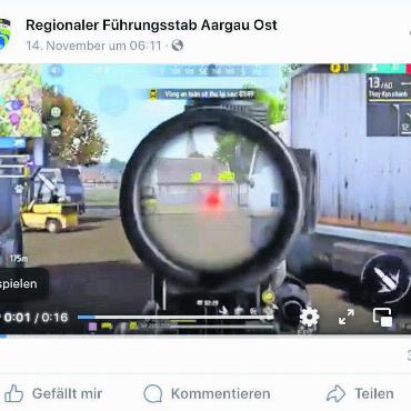 Warum wird beim RFO geballert? - Der Regionale Führungsstab für Krisen widmet sich digitalen Schiessereien. So scheint es zumindest momentan auf Facebook. Bild: Screenshot