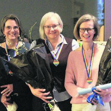 Vielfältige Tätigkeiten - Die Versammlung ehrte die drei Frauen (v. l.) Zita Imhof, Rita Gempp und Susanne Nabholz für ihr ausserordentliches Engagement. Bild: zg