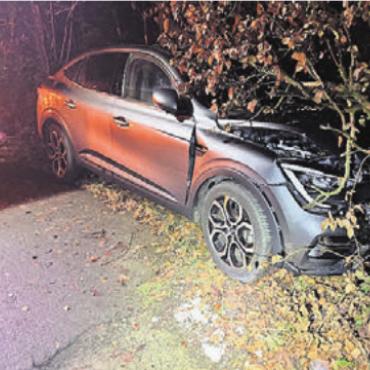 In Baum gefahren - Das Auto prallte in einen Baum. Bild: pz