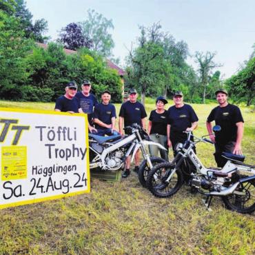 Besonderer Event für alle - Das OK der Töffli-Trophy in Hägglingen mit OK-Präsident Stephan Nauer (Zweiter von rechts). Bild: zg