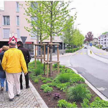 Die wachsamen Projektbegleiter - Um sich von einem Mittelstreifen überzeugen zu lassen, unternahm die IG Begehungen, wie hier in Oberrohrdorf.