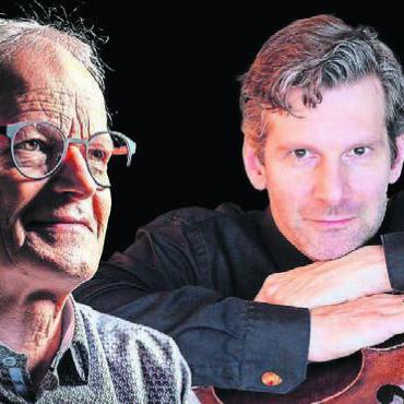 «Solo für Bottlang» - Jörg Meier (links) wird begleitet von Cellist Alexander Kionke.