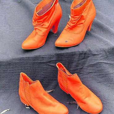 Stummen eine Stimme geben - Mit orangen Schuhen machen die Soroptimistinnen auf die Femizide aufmerksam. Bild: zg
