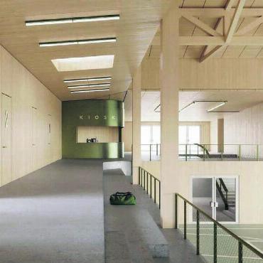 Steuerfuss nimmt Umweg über Urne - Der Streitpunkt in der Budgetdiskussion ist die geplante Mehrzweckhalle Breite. Visualisierung: zg