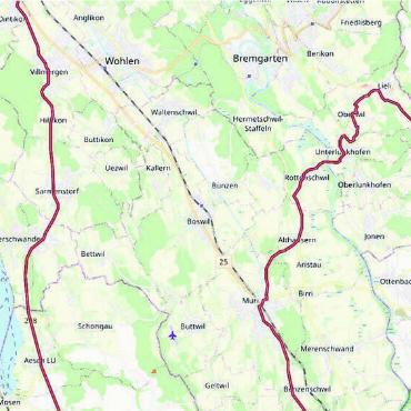 Tour de Suisse durchs halbe Freiamt - Die 3. Etappe der Tour de Suisse ist eine der beiden, die durch das Freiamt führen. Von Dottikon und Villmergen kommend geht die Strecke im Süden bis nach Hochdorf und macht eine Schlaufe zurück ins Freiamt, wo es in Richtung Muri geht. Bild: Screenshot