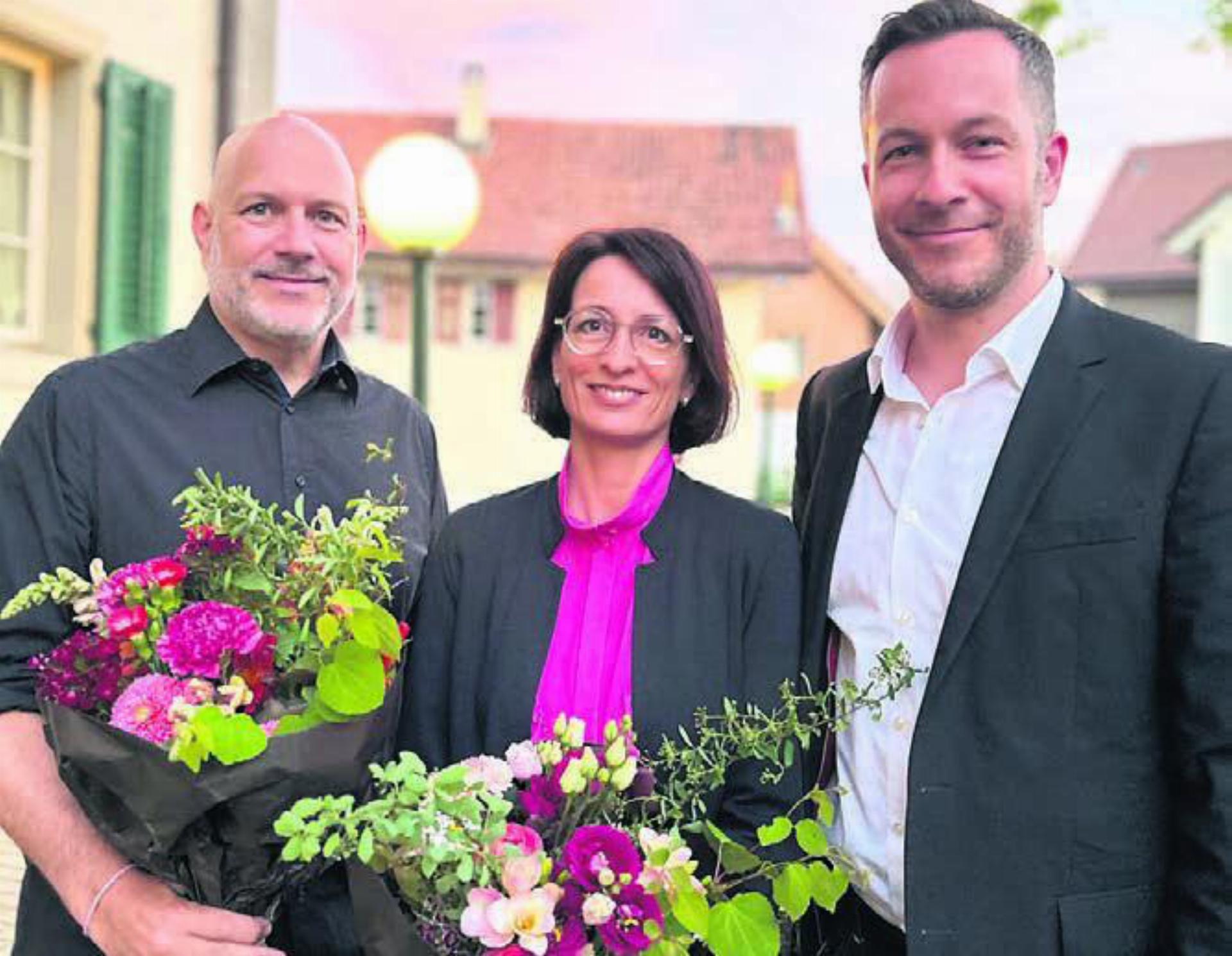 GLP-Mutschellen Co-Präsident Lukas Huber (rechts) freut sich über die Nominationen von Patrik Luther und Petra Oggenfuss Feldgrill. Bild: zg