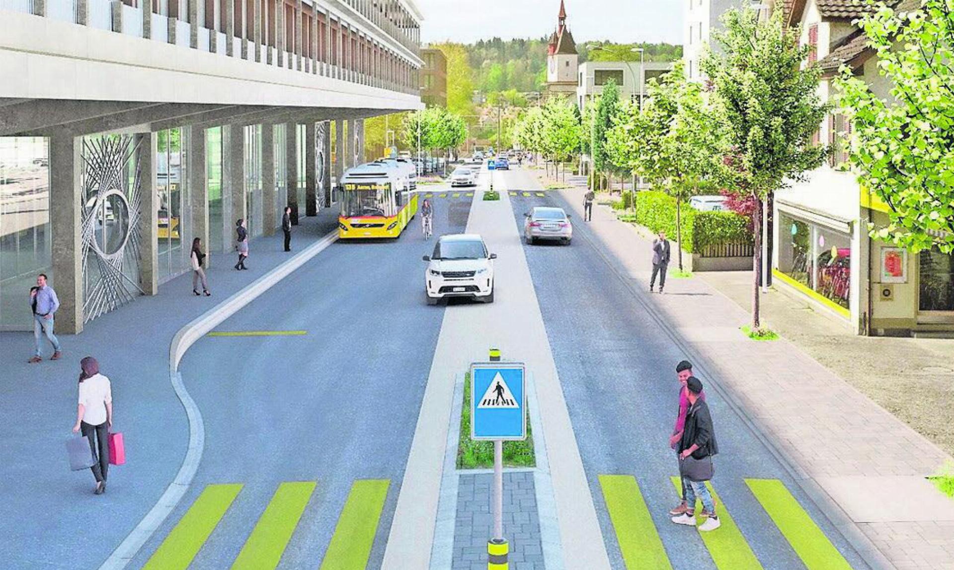 Die umgestaltete Zürcherstrasse soll ein attraktives Eingangstor zu Bremgarten werden.