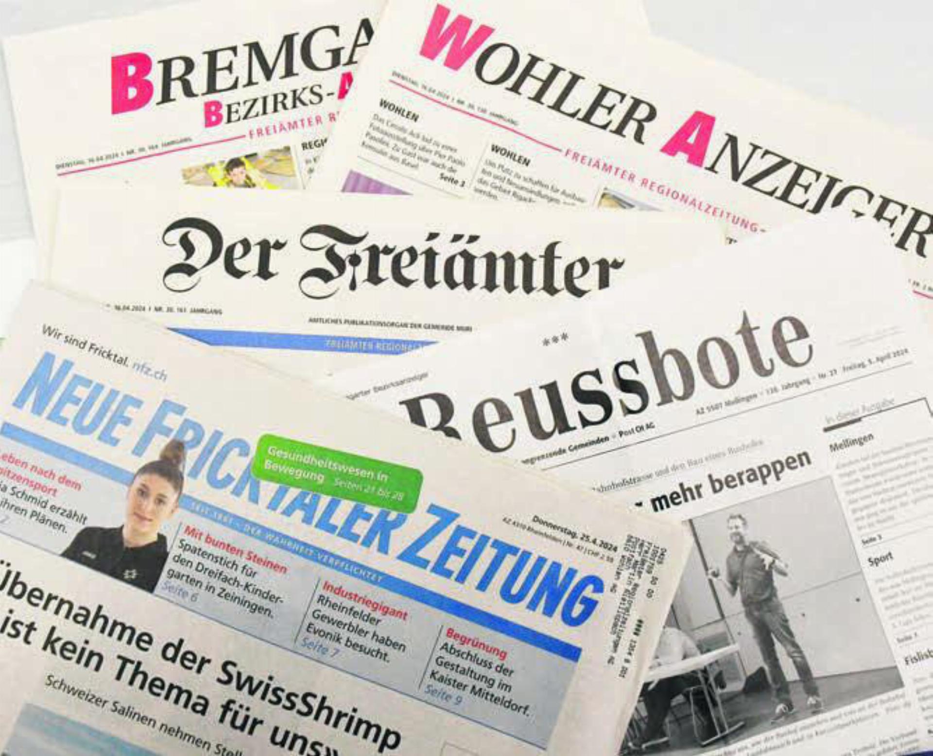 Die Verlage von diversen Zeitungstiteln im Aargau müssen weiterhin auf das neue Mediengesetz warten. Dazu zählen auch die Lokalzeitungen der Freiämter Regionalzeitungen AG «Bremgarter Bezirks-Anzeiger», «Der Freiämter» und «Wohler Anzeiger». Bild: