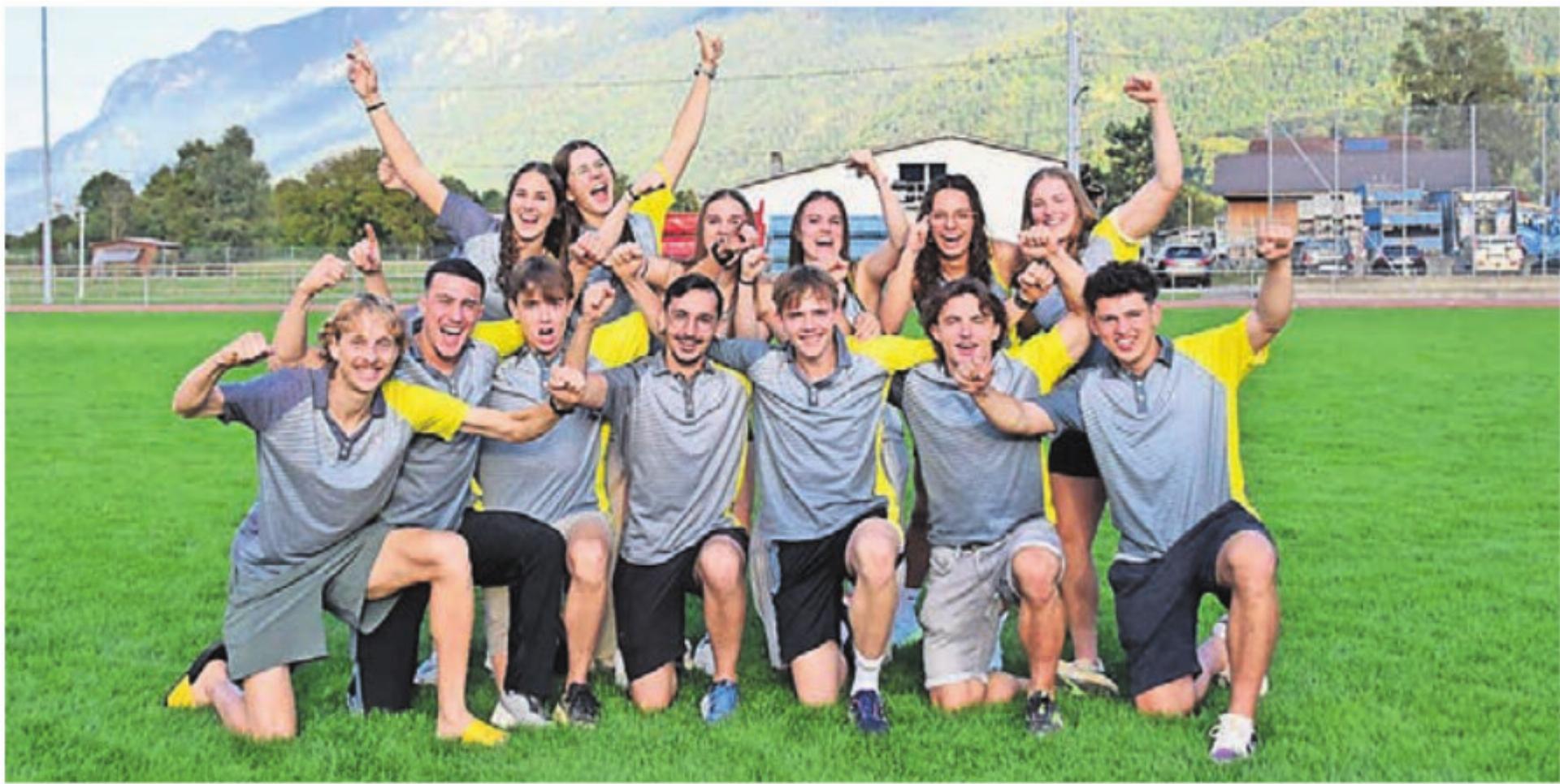 Die Athletinnen und Athleten des TV Merenschwand freuen sich über die guten Leistungen in Interlaken. Bild: zg - Das Bild wird blockiert. – Möglicherweise durch einen aktiven Adblocker.