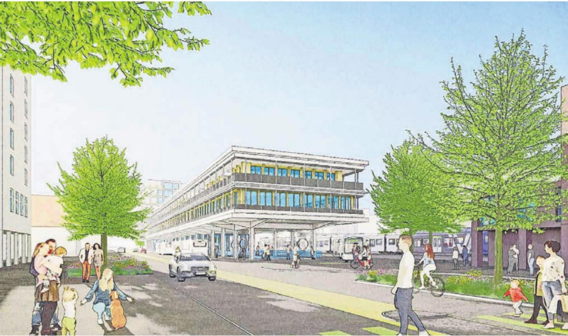 So könnten der neue Busbahnhof und die Zürcherstrasse frühestens 2030 aussehen. Bilder: Sabrina Salm / zg - Das Bild wird blockiert. – Möglicherweise durch einen aktiven Adblocker.