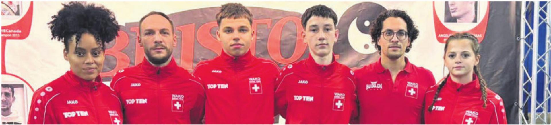 Die Wohler in Bristol: Stefanie Richner, Toni Lo Prete, Pascal Strebel, Jan Enzl, Danylo Mancari und Jana Luongo. Bilder: zg - Das Bild wird blockiert. – Möglicherweise durch einen aktiven Adblocker.