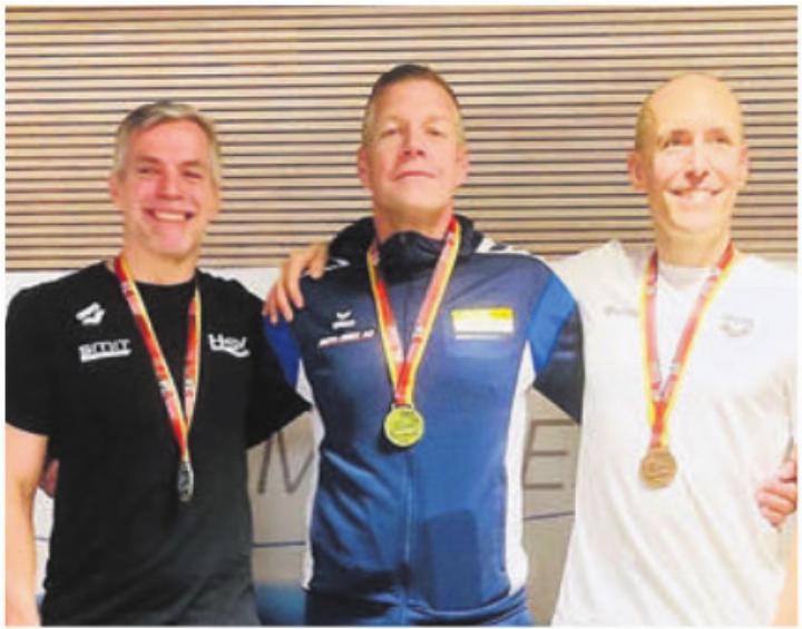 Patrick Stocker (Mitte) holt den Sieg an den deutschen Meisterschaften der Masters. Bild: zg