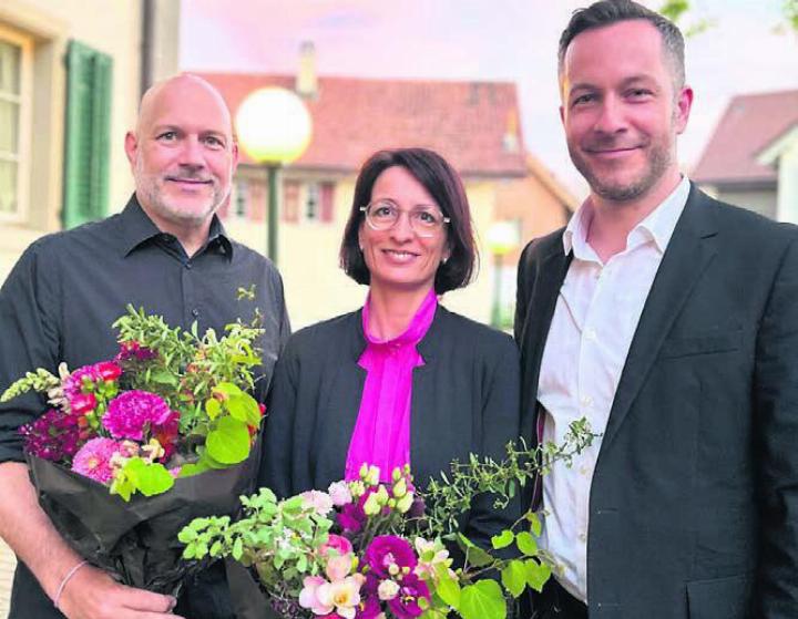 GLP-Mutschellen Co-Präsident Lukas Huber (rechts) freut sich über die Nominationen von Patrik Luther und Petra Oggenfuss Feldgrill. Bild: zg