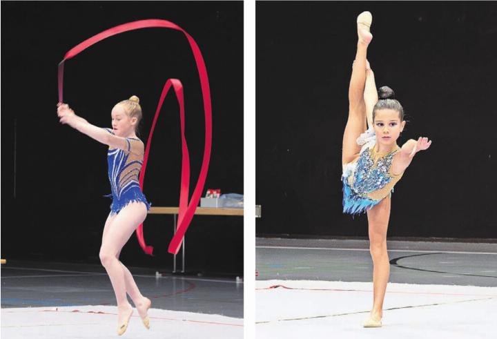 Rhythmische Gymnastik verkörpert Kunst in gleichem Masse wie Sport und zeichnet sich durch Eleganz, Beweglichkeit und Anmut aus. Die Mitglieder der Rhythmischen Gymnastik Mutschellen sowie zig internationale Teilnehmerinnen zeigen ihr Können am Adventscup in Widen. Bilder: Olga Dietiker