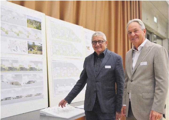 Bauherrschaft und Gemeinde sind überzeugt vom Siegerprojekt: Luigi Alberti (links) und Markus Fischer. Bilder: Annemarie Keusch / zg Bauherrschaft und Gemeinde sind überzeugt vom Siegerprojekt: Luigi Alberti (links) und Markus Fischer. Bilder: Annemarie Keusch / zg