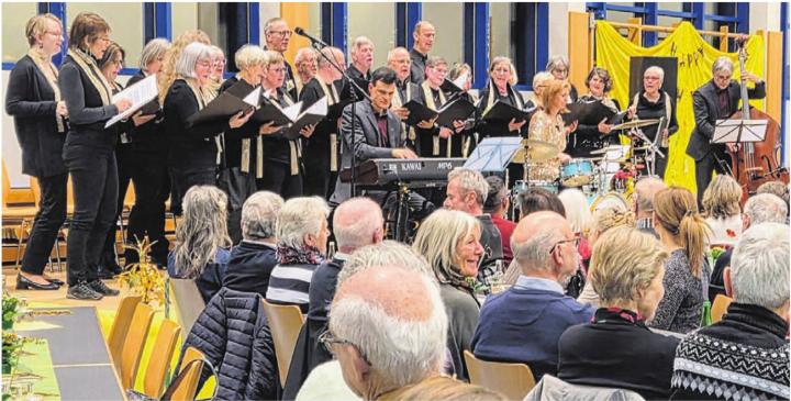 Der Gemischte Chor Rudolfstetten/Friedlisberg und das Musikensemble «The Moody Tunes» präsentierten gemeinsam ein zauberhaftes Neujahrskonzert. Bild: aha