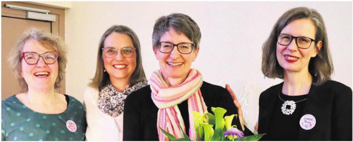 Das Leitungsteam der Frauengemeinschaft Rudolfstetten führt seine Aufgabe mit viel Freude aus: (v. l.) Cécile Hanhart, Zita Imhof, Patricia Keller (neu), Susanne Nabholz. Bild zg: