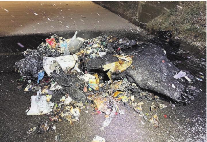 Der Container wurde vollständig zerstört. Bild: pz