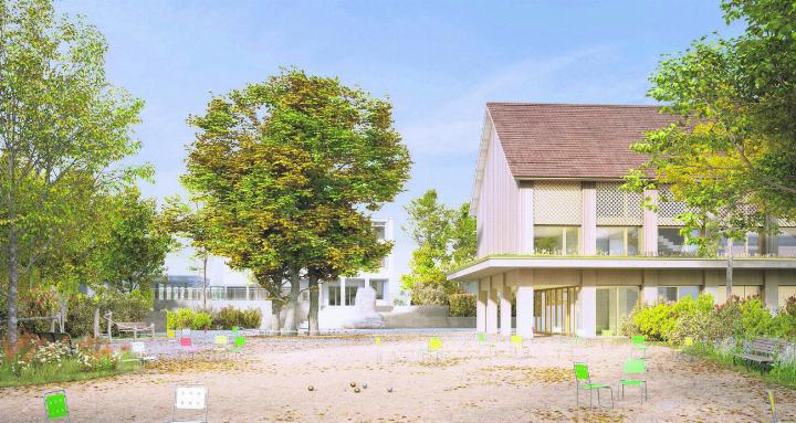 Das Siegerprojekt der Stoos Architekten AG, Brugg: So sollte das Gemeindehaus in Niederwil künftig aussehen. Bild: pd