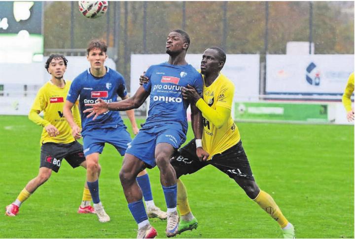 Dramane Sissoko (Mitte) im Duell gegen seinen Ex-Club aus Delémont. Der Wohler Goalgetter kann gegen seine früheren Teamkollegen nicht treffen. Die Chancenausbeute der Freiämter ist zu mager, was am Ende bestraft wird. Bild: Josip Lasic Dramane Sissoko (Mitte) im Duell gegen seinen Ex-Club aus Delémont. Der Wohler Goalgetter kann gegen seine früheren Teamkollegen nicht treffen. Die Chancenausbeute der Freiämter ist zu mager, was am Ende bestraft wird. Bild: Josip Lasic
