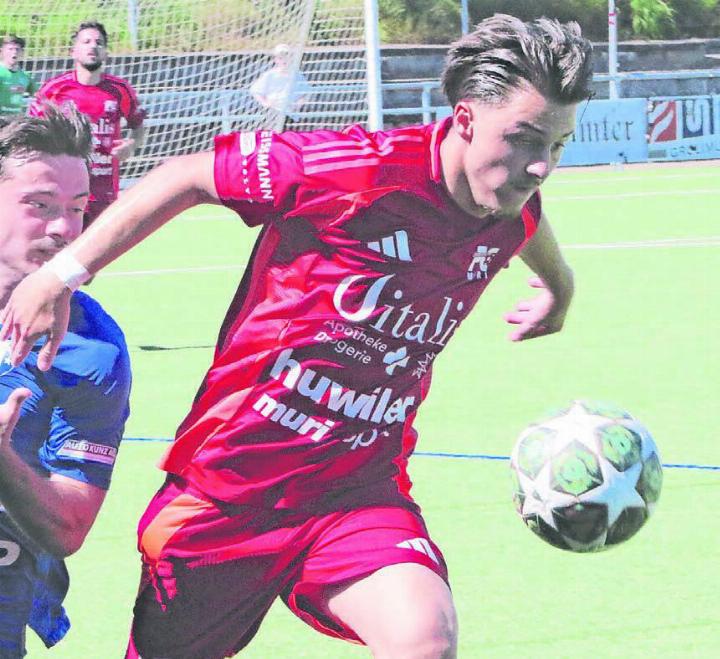 Eltion Shabani erzielte den zwischenzeitlichen Ausgleich für den FC Muri. Am Ende kassierte der Absteiger kurz vor Schluss aber doch noch ein Gegentor.
Bild: Archiv/jl