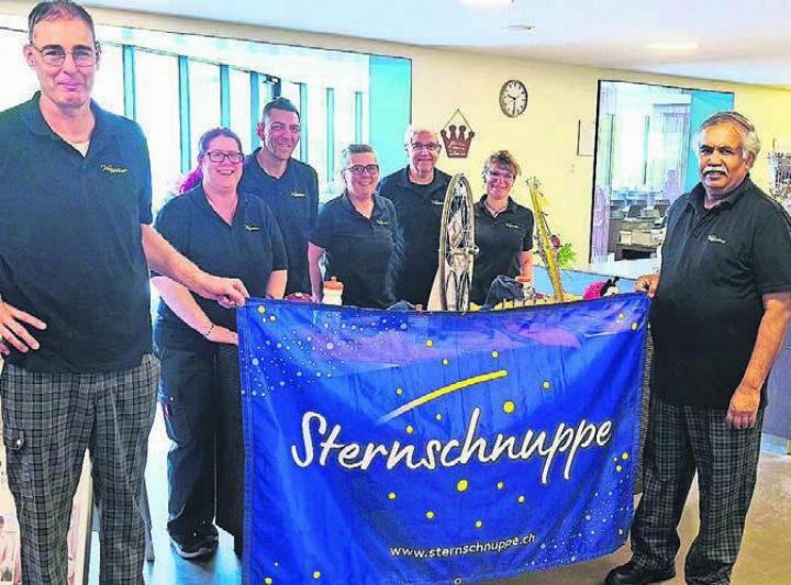 Dominik Rüttimann, links mit seinem Team vom Planzer-Restaurant «Plavissimo», Industrie Villmergen. Bild: zg