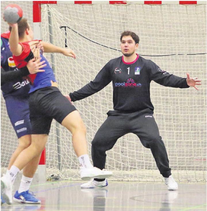 Dario Koch hielt die Hälfte der Schüsse, die auf das Freiämter Tor kamen. Er und Goaliekollege Janis Weber hatten grossen Anteil am Sieg der SGWM. Bild: jg