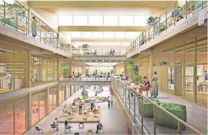 Einladend, modern, vielfältig und attraktiv: Die Aufnahme zeigt das Foyer des Siegerprojekts. Bilder: pd