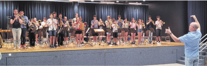 Hansruedi Probst und seine Crazy Hoppers nehmen viel Aufwand auf sich, um beim Konzert mit der Schweizer Armee zu glänzen. Bild: Chregi Hansen Hansruedi Probst und seine Crazy Hoppers nehmen viel Aufwand auf sich, um beim Konzert mit der Schweizer Armee zu glänzen. Bild: Chregi Hansen
