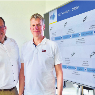 Gewässerräume geben zu reden - Gemeindeschreiber Frank Koch (l.) und Gemeindeammann Simon Zubler vor der langen Geschichte der BNO-Teilrevision.    Bild: Thomas Stöckli