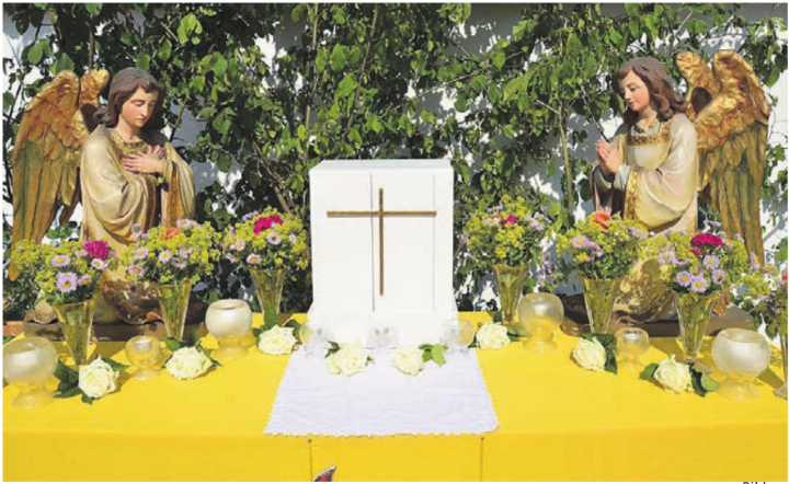 Am Donnerstag gibt es wieder Blumengebinde und Altäre im Kirchenbezirk.    Bild: zg