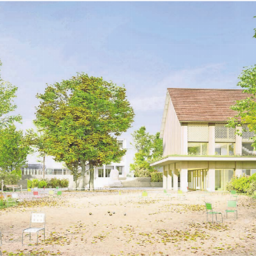 Auf Untergeschoss verzichten - So soll das neue Gemeindehaus dereinst aussehen. Wegen Problemen mit dem Grundwasser braucht es nun Anpassungen, auch die Option einer Tiefgarage ist damit vom Tisch. Visualisierung: Archiv